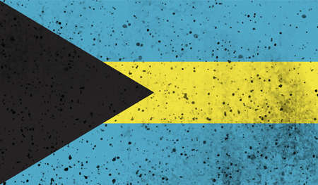 Bahamas flag with waving grunge texture. Vector background.のイラスト素材
