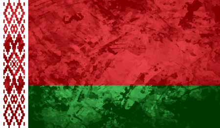 Belarus flag with waving grunge texture. Vector background.のイラスト素材