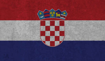 Croatia flag with waving grunge texture. Vector background.のイラスト素材