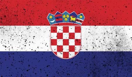 Croatia flag with waving grunge texture. Vector background.のイラスト素材