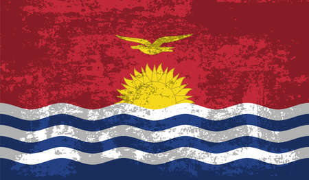 Horizontal Abstract Grunge Brushed Flag of Kiribati on Transparent Grid. Vector Templateのイラスト素材