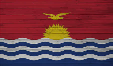 Horizontal Abstract Grunge Brushed Flag of Kiribati on Transparent Grid. Vector Templateのイラスト素材