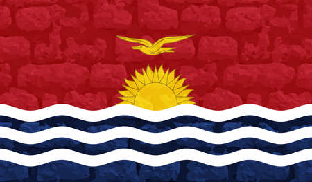 Horizontal Abstract Grunge Brushed Flag of Kiribati on Transparent Grid. Vector Templateのイラスト素材