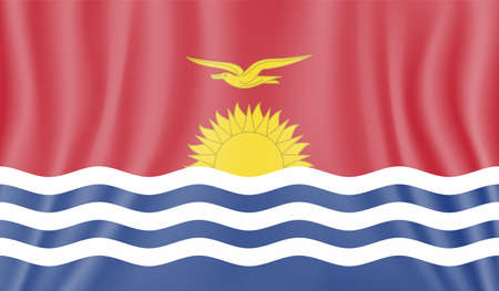 Horizontal Abstract Grunge Brushed Flag of Kiribati on Transparent Grid. Vector Templateのイラスト素材