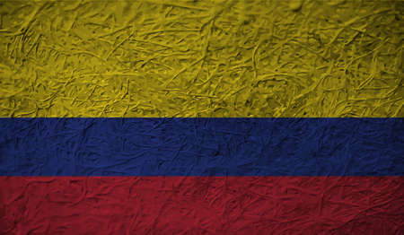 Columbia flag with waving grunge texture. Vector background.のイラスト素材