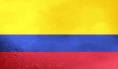 Columbia flag with waving grunge texture. Vector background.のイラスト素材