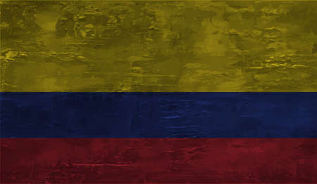 Columbia flag with waving grunge texture. Vector background.のイラスト素材