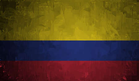 Columbia flag with waving grunge texture. Vector background.のイラスト素材