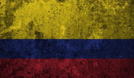 Columbia flag with waving grunge texture. Vector background.の写真素材