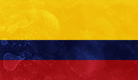 Columbia flag with waving grunge texture. Vector background.のイラスト素材