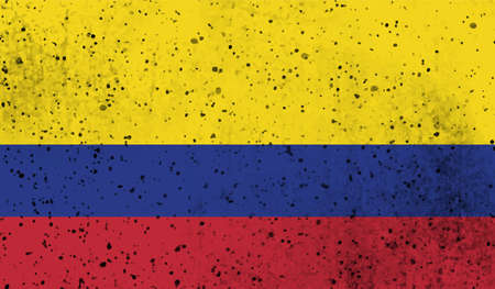 Columbia flag with waving grunge texture. Vector background.のイラスト素材