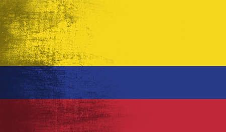 Columbia flag with waving grunge texture. Vector background.のイラスト素材