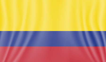 Columbia flag with waving grunge texture. Vector background.のイラスト素材