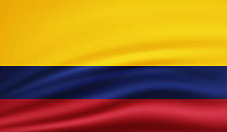 Columbia flag with waving grunge texture. Vector background.のイラスト素材