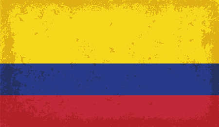 Columbia flag with waving grunge texture. Vector background.のイラスト素材