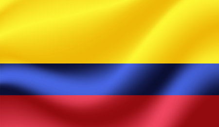 Columbia flag with waving grunge texture. Vector background.のイラスト素材