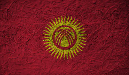 Kyrgyzstan flag with waving grunge texture. Vector background.のイラスト素材