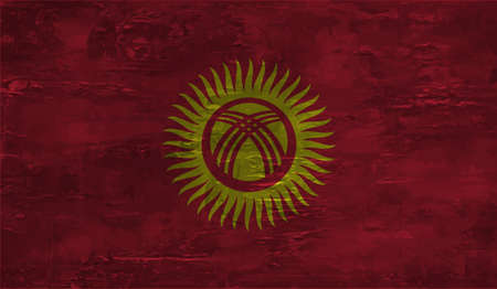 Kyrgyzstan flag with waving grunge texture. Vector background.のイラスト素材