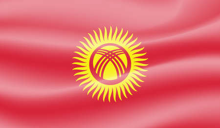 Kyrgyzstan flag with waving grunge texture. Vector background.のイラスト素材