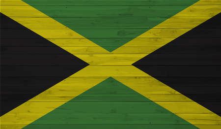 Jamaica flag with waving grunge texture. Vector background.のイラスト素材