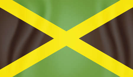 Jamaica flag with waving grunge texture. Vector background.のイラスト素材