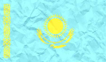 Kazakhstan flag with waving grunge texture. Vector background.のイラスト素材