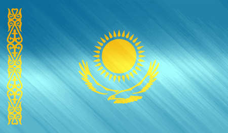 Kazakhstan flag with waving grunge texture. Vector background.のイラスト素材