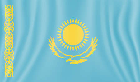 Kazakhstan flag with waving grunge texture. Vector background.のイラスト素材