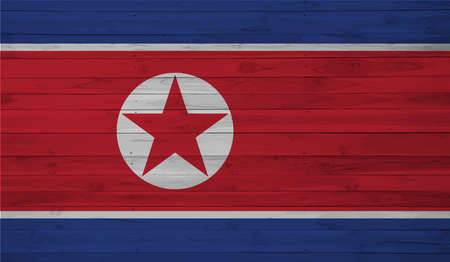 North Korea flag with waving grunge texture. Vector background.のイラスト素材