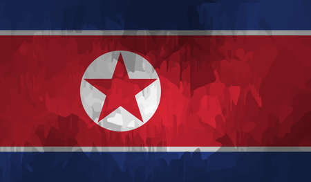 North Korea flag with waving grunge texture. Vector background.のイラスト素材
