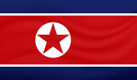 North Korea flag with waving grunge texture. Vector background.のイラスト素材