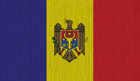 Moldova country flag on wavy silk fabric background panorama - illustrationのイラスト素材