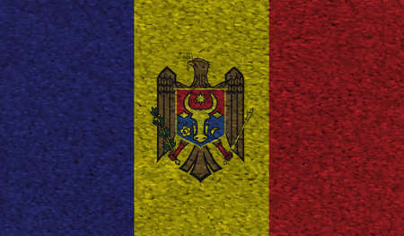 Moldova country flag on wavy silk fabric background panorama - illustrationのイラスト素材