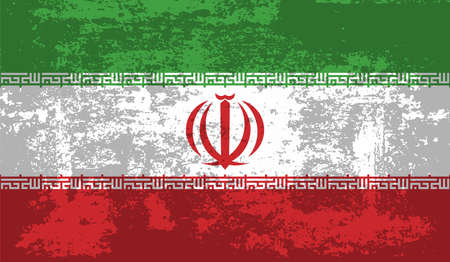 Iran flag with the effect of crumpled paper and grungeのイラスト素材