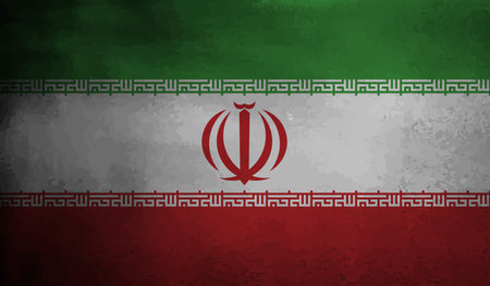 Iran flag with the effect of crumpled paper and grungeのイラスト素材