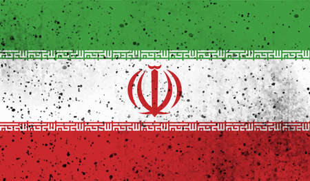 Iran flag with the effect of crumpled paper and grungeのイラスト素材