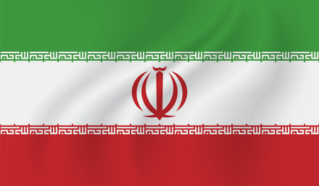 Iran flag with the effect of crumpled paper and grungeのイラスト素材