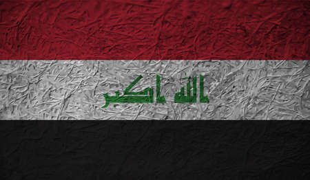 Iraq flag with waving grunge texture. Vector background.のイラスト素材