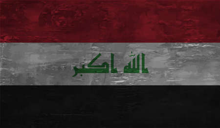 Iraq flag with waving grunge texture. Vector background.のイラスト素材