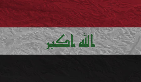 Iraq flag with waving grunge texture. Vector background.のイラスト素材