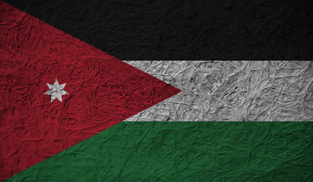 Creative grunge flag of Jordan country with shining backgroundのイラスト素材