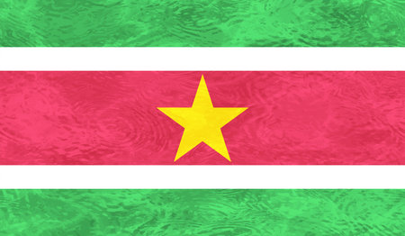 Suriname national flag created in grunge paint styleのイラスト素材