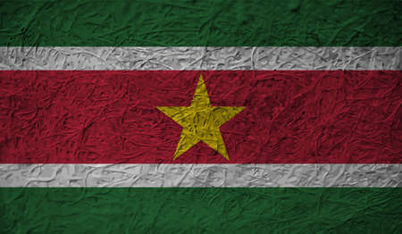 Suriname national flag created in grunge paint styleのイラスト素材