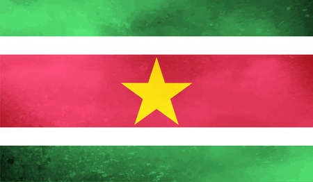 Suriname national flag created in grunge paint styleのイラスト素材