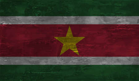 Suriname national flag created in grunge paint styleのイラスト素材