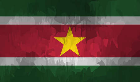 Suriname national flag created in grunge paint styleのイラスト素材