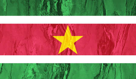 Suriname national flag created in grunge paint styleのイラスト素材