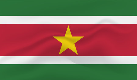 Suriname national flag created in grunge paint styleのイラスト素材