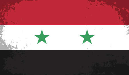 Syria flag with waving grunge texture. Vector background.のイラスト素材