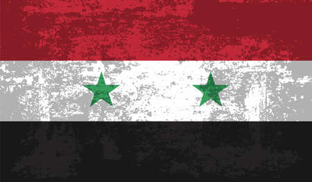 Syria flag with waving grunge texture. Vector background.のイラスト素材